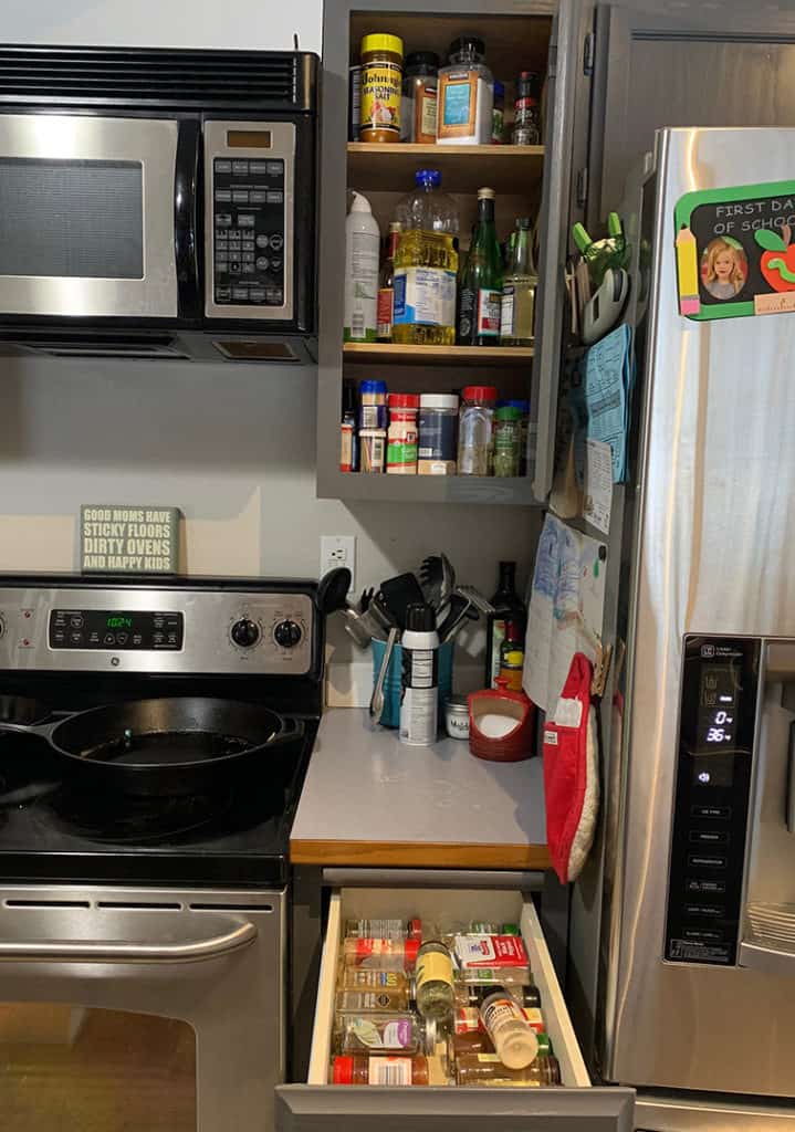 Spice cabinet before photo