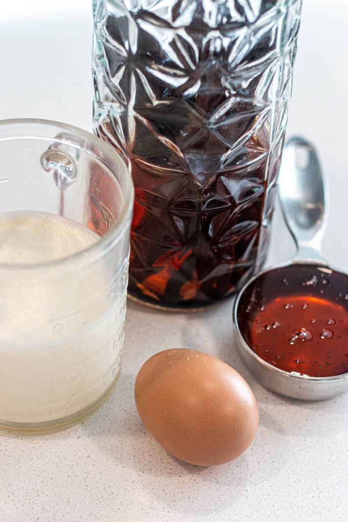 Heavy Whipping Cream, Homemade Vanilla Extract, Honey and an egg.