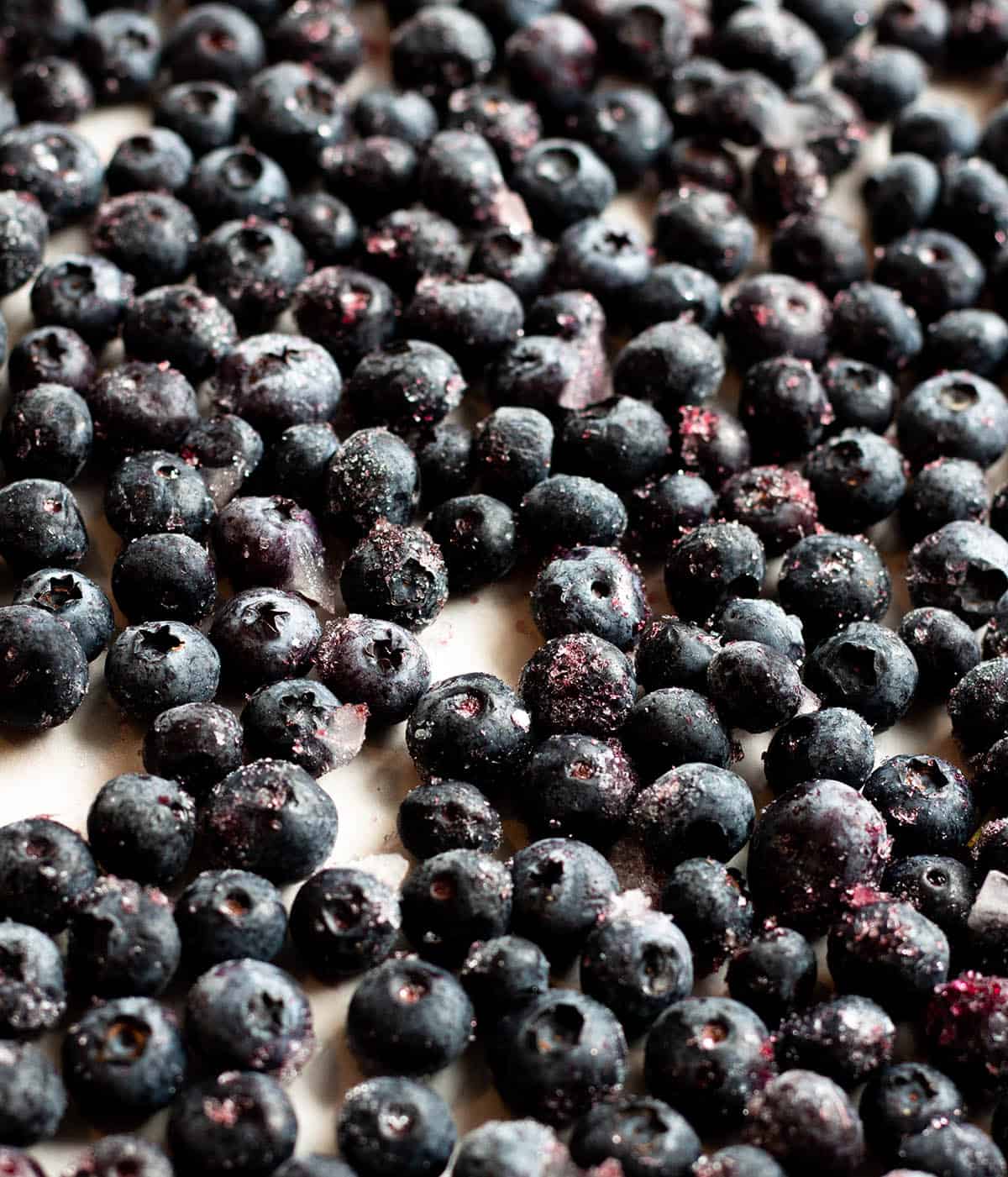 Frozen fresh blueberries.