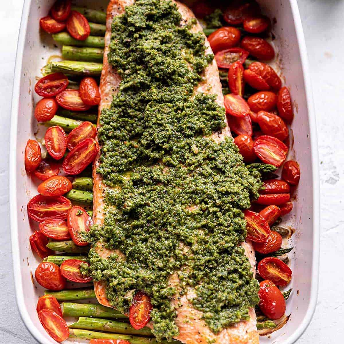 Baked Salmon with Pesto - Dirt and Dough