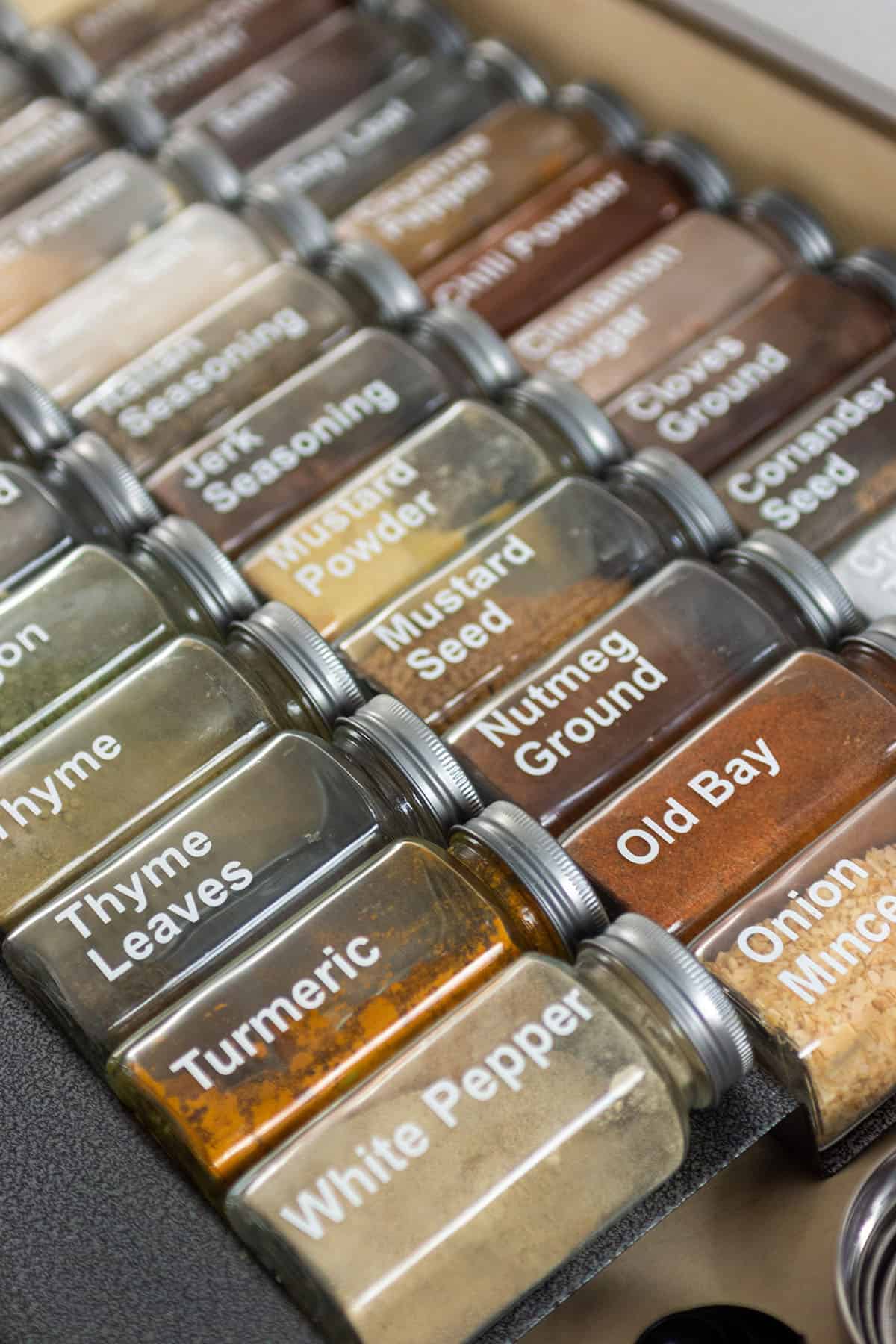 Spice Drawer Organization with Mini Jelly Jars - The Borrowed AbodeThe  Borrowed Abode