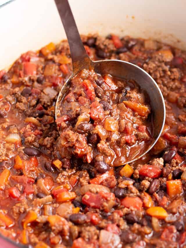 Beef and Black Bean Chili with Bacon Dirt and Dough