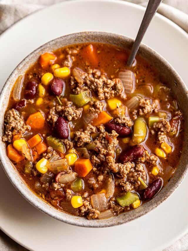 Ground Beef and Vegetable Soup - Dirt and Dough