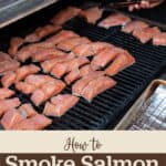 A Traeger with pieces of salmon being smoked.