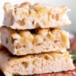 A stack of sourdough focaccia bread.