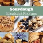 A collage of 9 different images of what you can make with sourdough for breakfast.