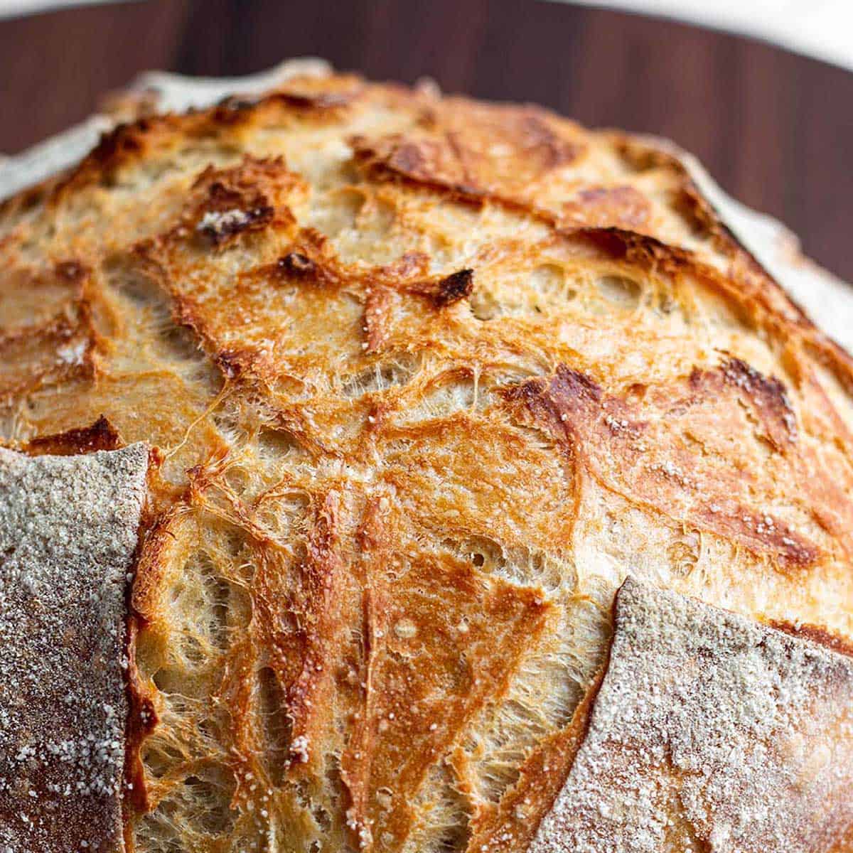 A fresh loaf of sourdough bread.