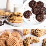 Four images of sourdough cookies.